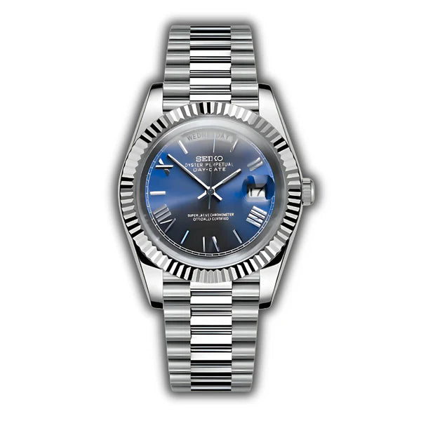Seiko Day-Date Römisch Blau