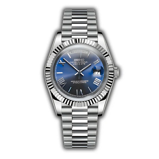 Seiko Day-Date Römisch Blau